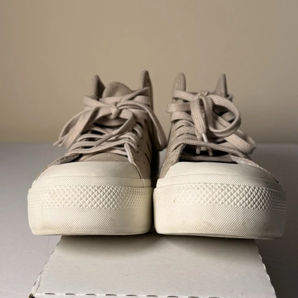Women Adidas Bravada Platform 2.0 High Top Shoes Beige 7.5  Minimalist Normcore